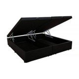 Base Box com Baú de Casal Queen Corino Preto (Bi partida)