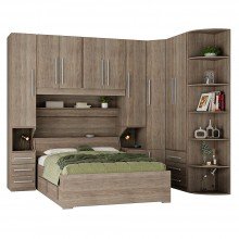 Guarda-Roupa de Canto com Cantoneira e sem Cama 1219S Castanho