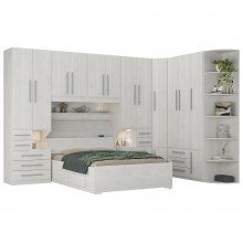 Guarda-Roupa com canto e Módulos Casal sem Cama 1222S Carvalho Claro