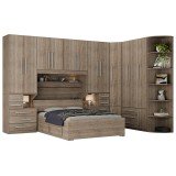Guarda-Roupa com canto e Módulos Casal sem Cama 1222S Castanho