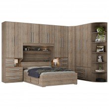 Guarda-Roupa com canto e Módulos Casal sem Cama 1222S Castanho