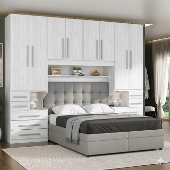 Guarda-roupa de Casal com espaço para cama Box Queen Size 1223SQ Carvalho Claro
