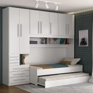 Dormitório De Solteiro Transversal 1 Cama 1326 Esquerdo Branco