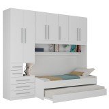 Quarto Completo de Solteiro com 2 Camas e Guarda-Roupa 1326E Branco