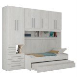 Quarto Completo de Solteiro com 2 Camas e Guarda-Roupa 1326E Carvalho Claro