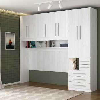 Quarto de Solteiro sem as Camas com Guarda-Roupa 1326SD Carvalho Claro