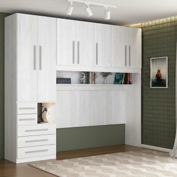 Quarto de Solteiro sem as Camas com Guarda-Roupa 1326SE Carvalho Claro