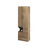 Guarda-Roupa De 2 Portas Com Mesa de Cabeceira 1224 Direito Castanho