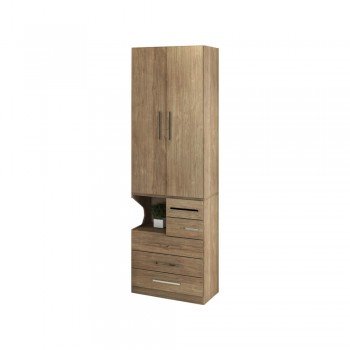 Guarda-Roupa De 2 Portas Com Mesa de Cabeceira 1224 Direito Castanho